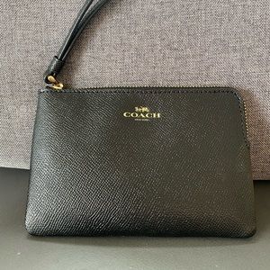 Coach coin card wallet purse wristlet zipper black